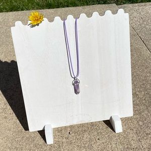 Natural Purple Amethyst Crystal Stone Boho Hippie Necklace